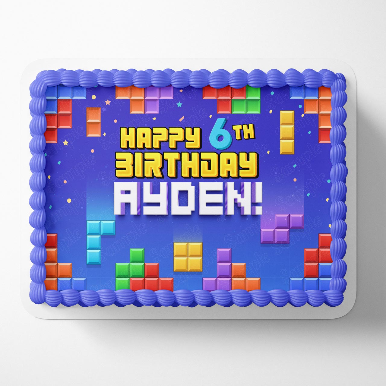 Block Blast Puzzle Bricks Tetri Retro Game Edible Cake Topper