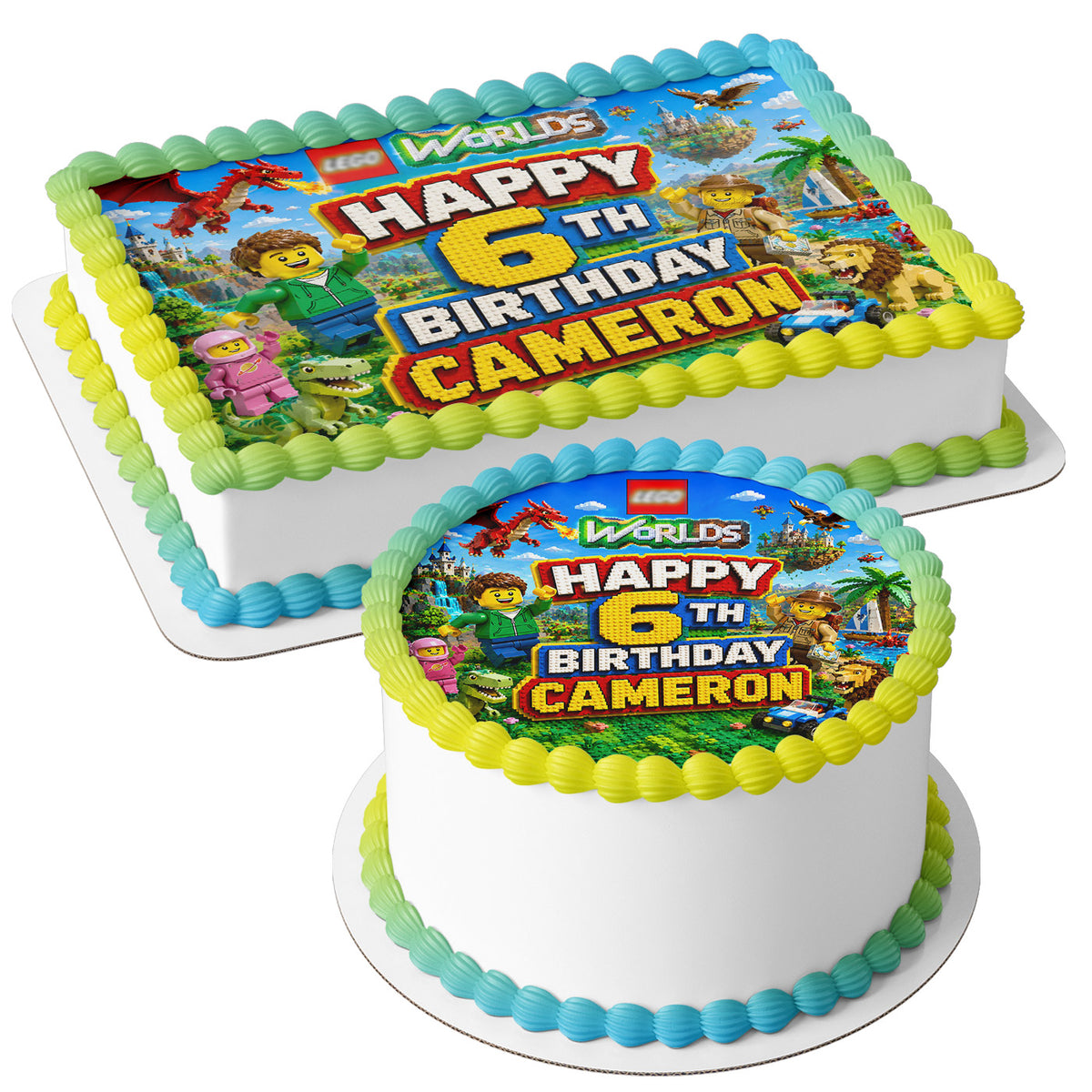 Block City Bricks Edible Cake Topper | Birthday Cake Decoration | Photo Cake Image