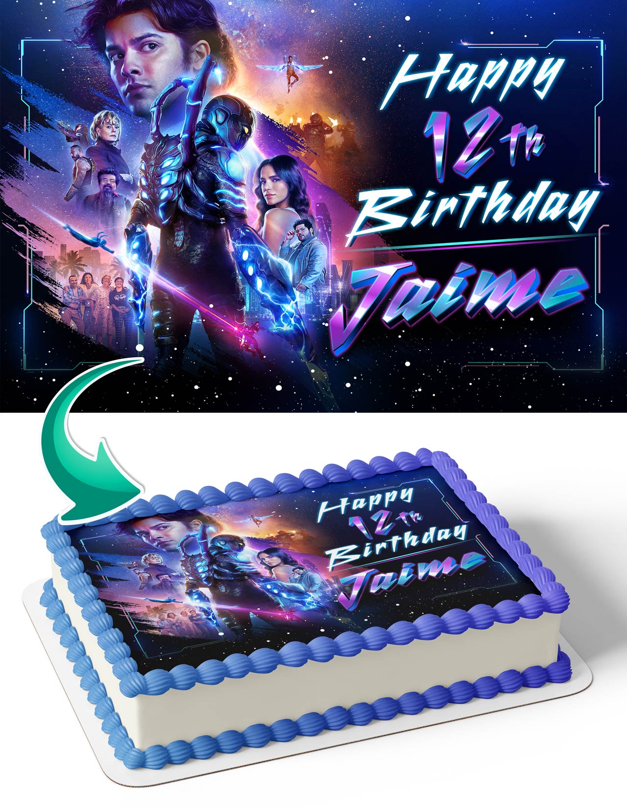 Blue Beetle DC Comics Themed Edible Cake Topper