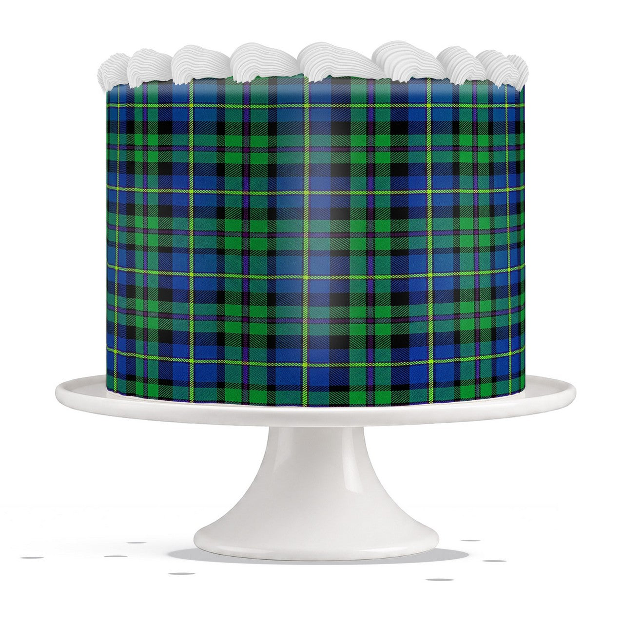 Blue Green Check Plaid edible cake wrap strip icing sheet