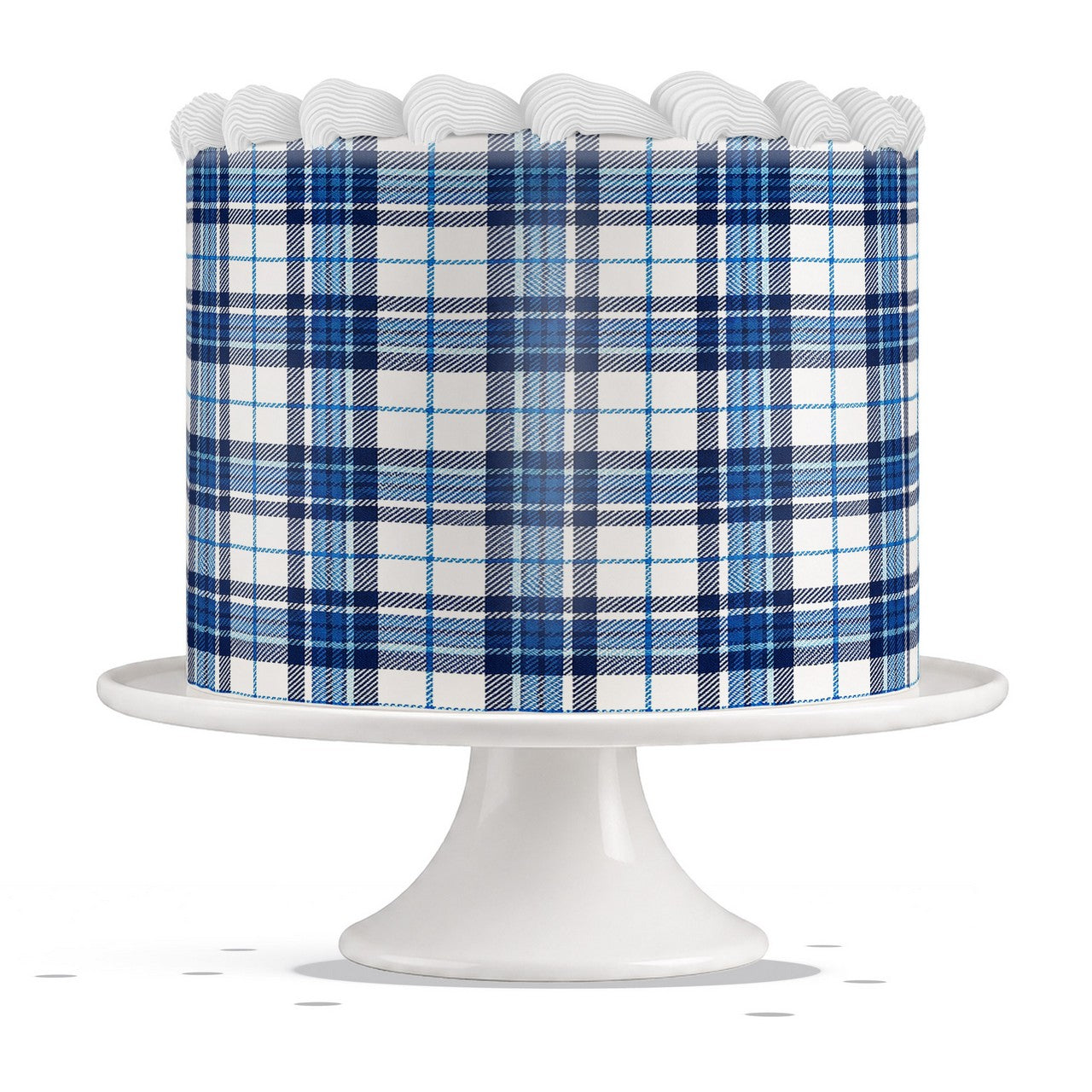 Blue Plaid edible cake wrap strip icing sheet