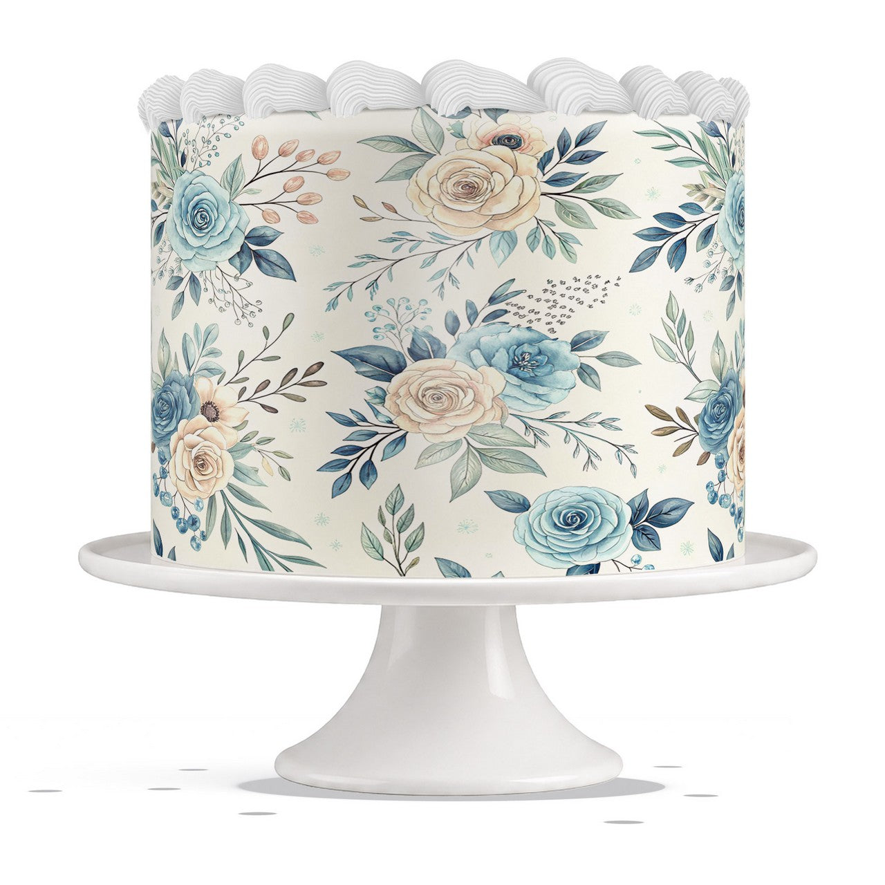Blue Rose Bouquets edible cake wrap strip icing sheet