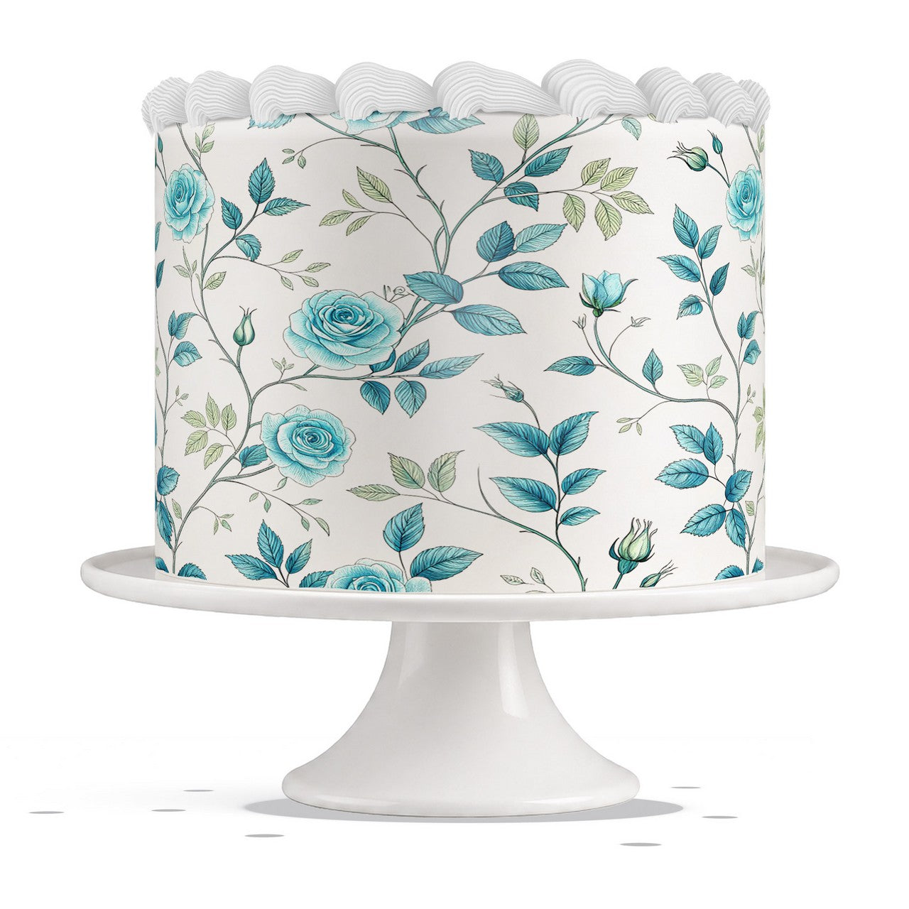 Blue Rose Vines edible cake wrap strip icing sheet