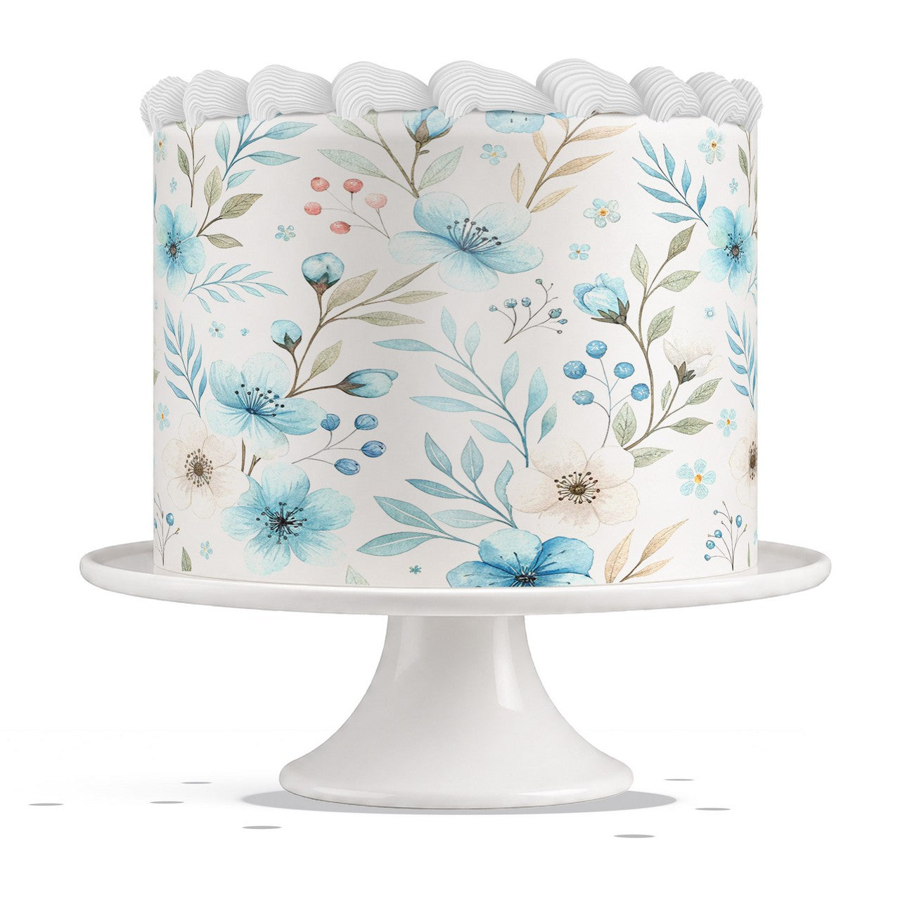 Blue Wildflowers edible cake wrap strip icing sheet
