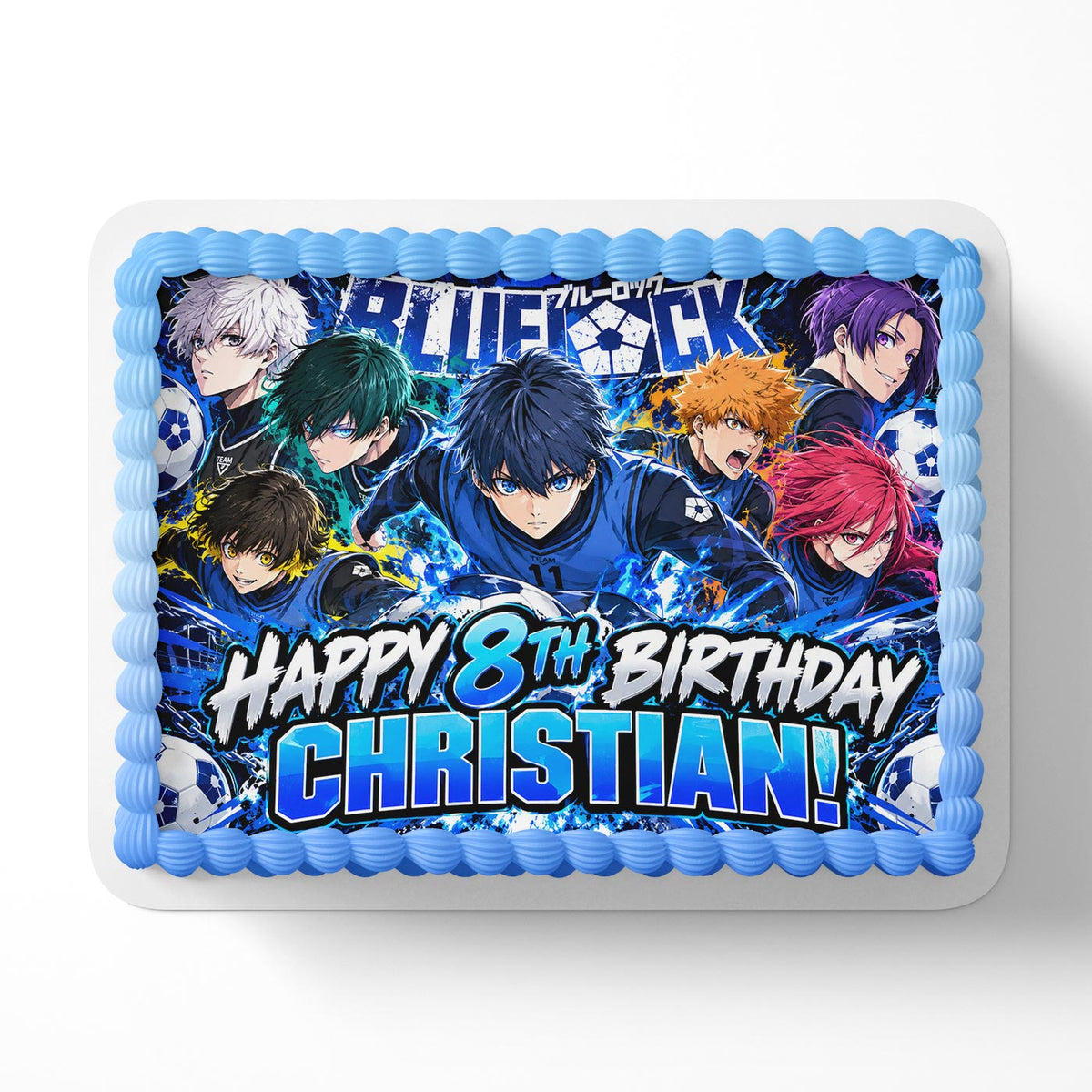 Bluelock Soccer Football Anime Edible Cake Topper | Birthday Cake Decoration | Photo Cake Image | Custom Edible Cake Topper