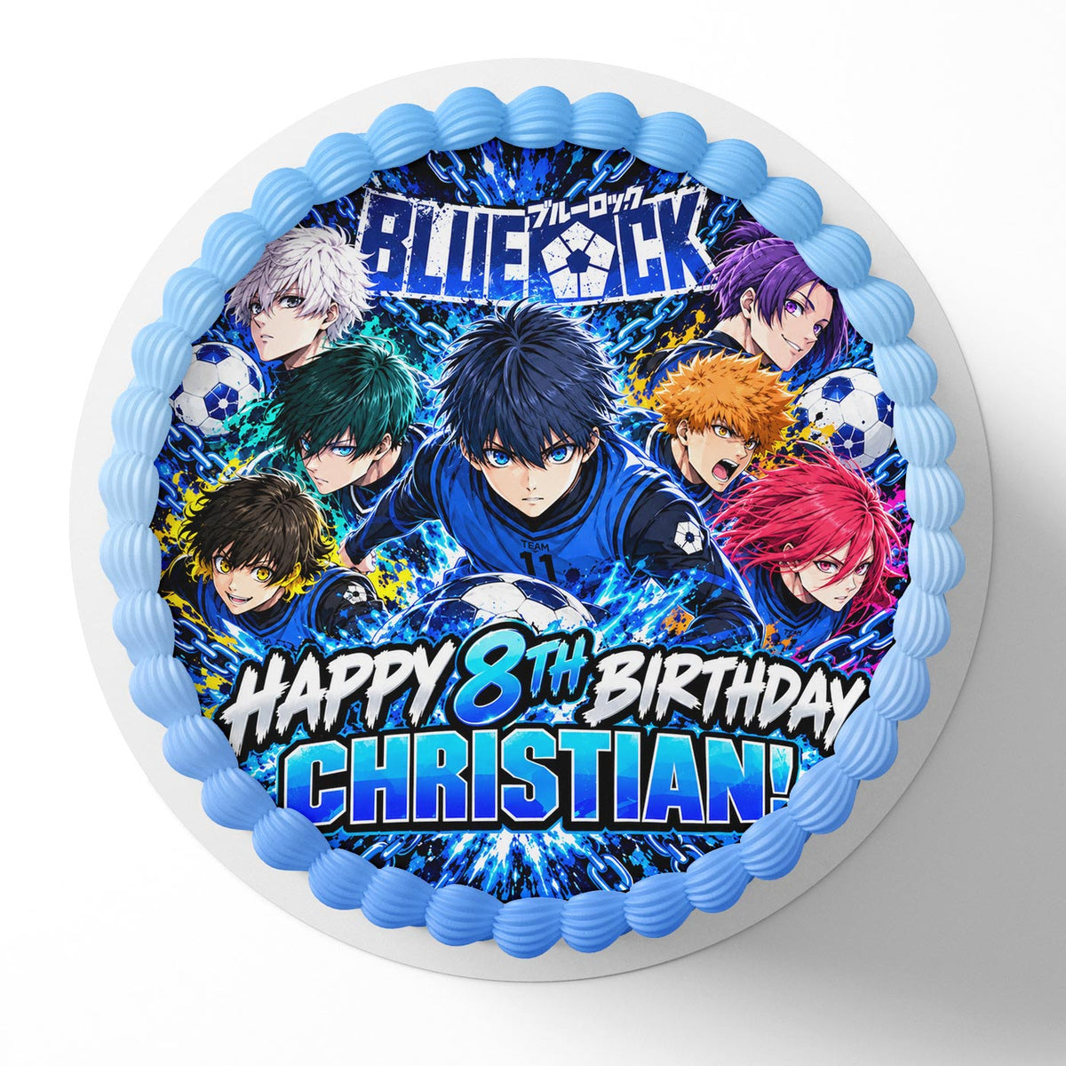 Bluelock Soccer Football Anime Edible Cake Topper | Birthday Cake Decoration | Photo Cake Image | Custom Edible Cake Topper