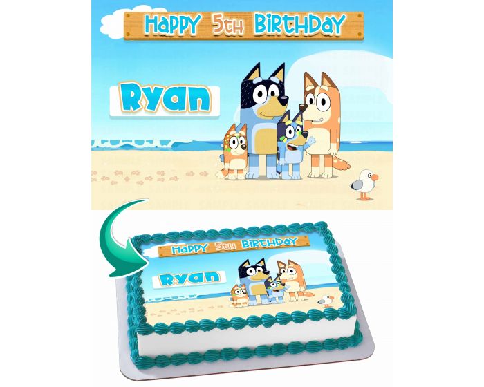 Bluey and Bingo Family Kids Edible Cake Topper