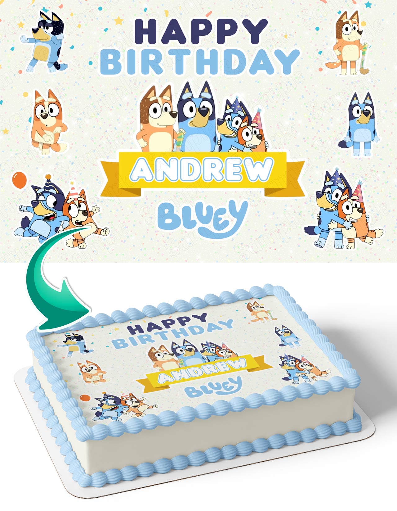 Blue Puppies Family OB Edible Cake Topper