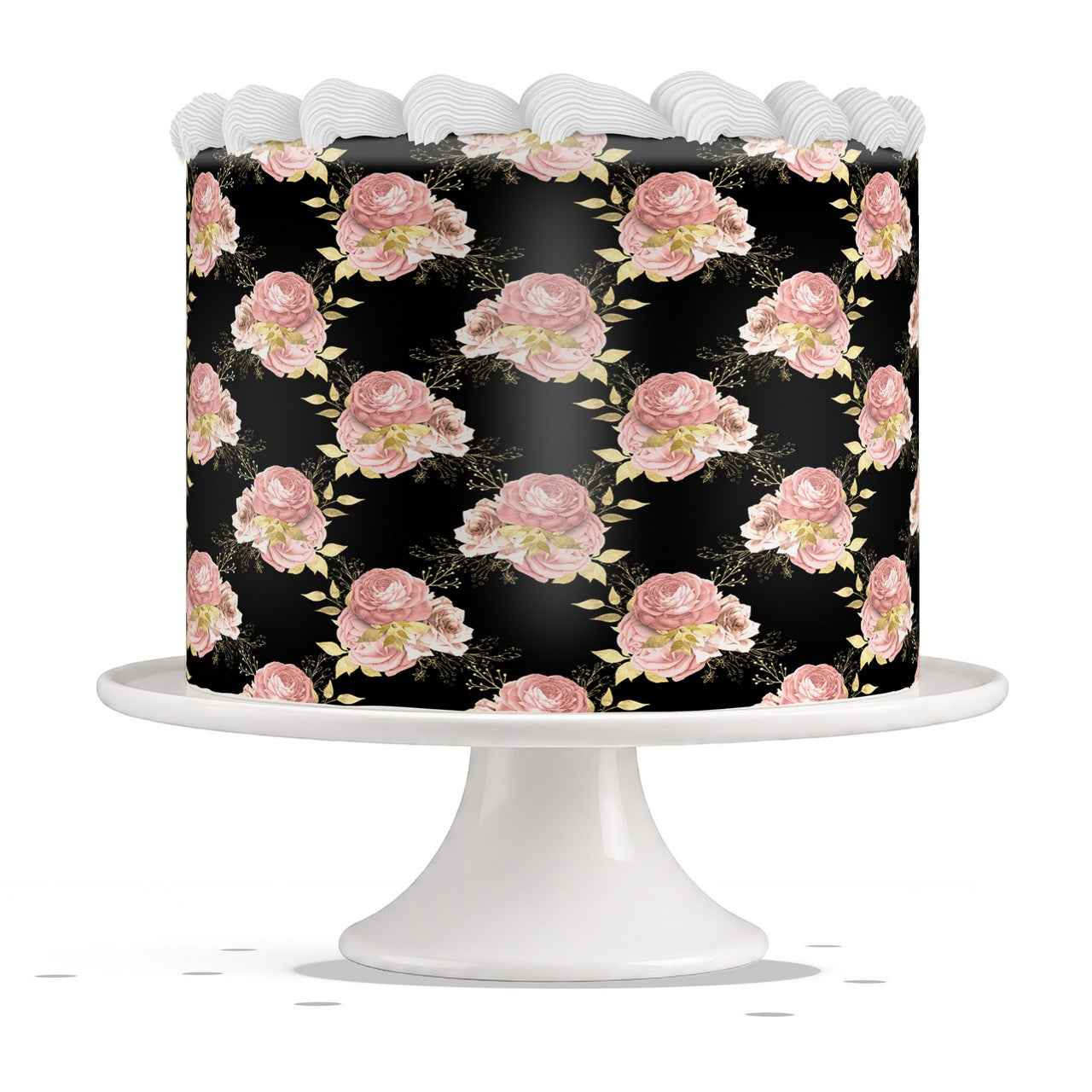 Blush Roses edible cake wrap strip icing sheet
