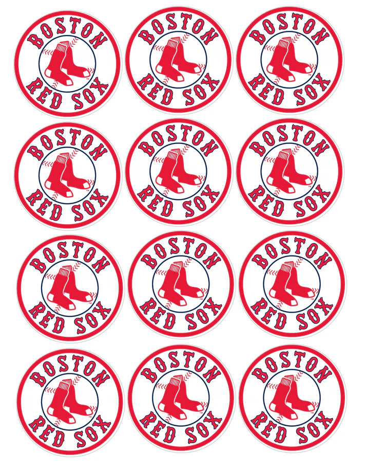 Boston Red Sox Edible Cupcake Toppers Icing Sheet or Wafer Paper