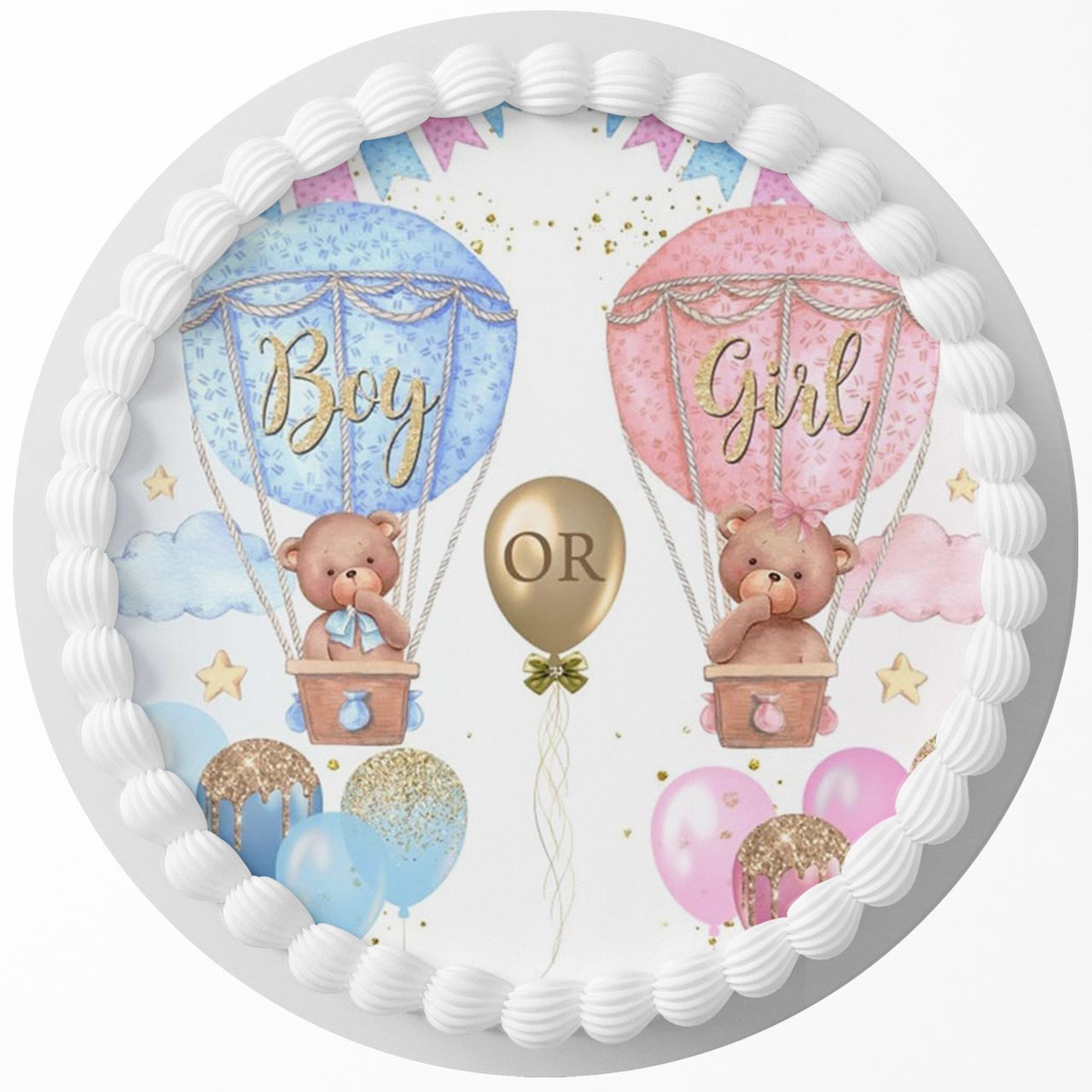 Boy or Girl Gender Baby G Round – Icing Sheet Birthday - Personalized Edible Cake Topper | Custom Icing Sheet | Birthday Cake Decoration