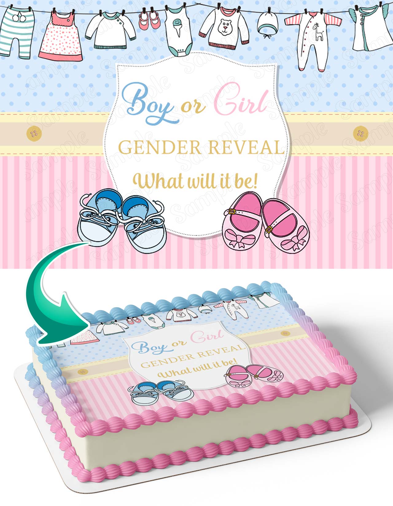 Boy or Girl Gender Reveal What Will It Be BOG Edible Cake Topper