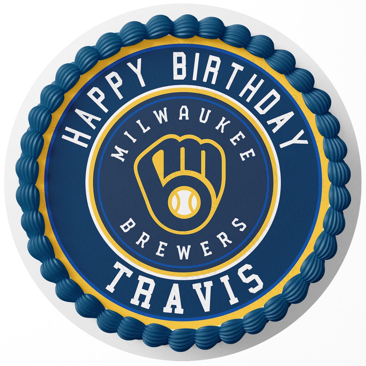 Milwaukee Brewers Baseball Round – Icing Sheet Birthday - Personalized Edible Cake Topper | Custom Icing Sheet | Birthday Cake Decoration