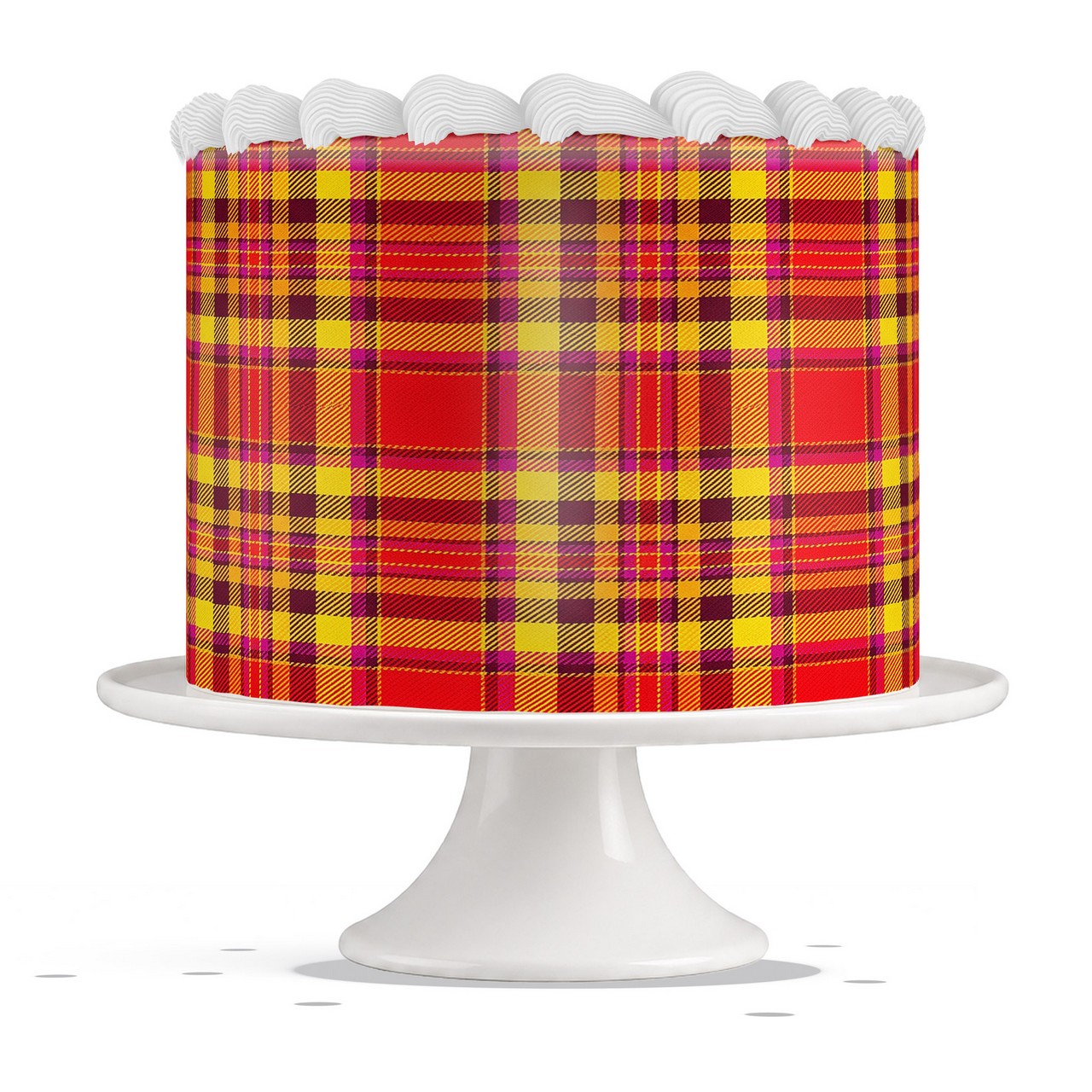 Bright Red Plaid edible cake wrap strip icing sheet