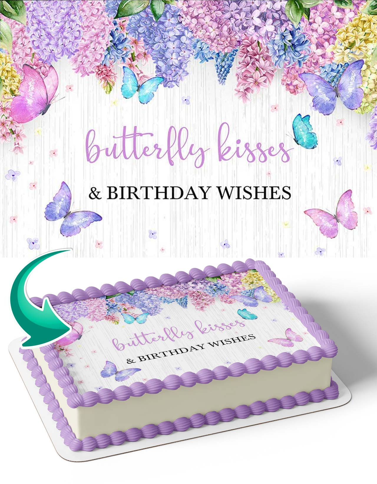 Butterfly Kisses Birthday Edible Cake Topper