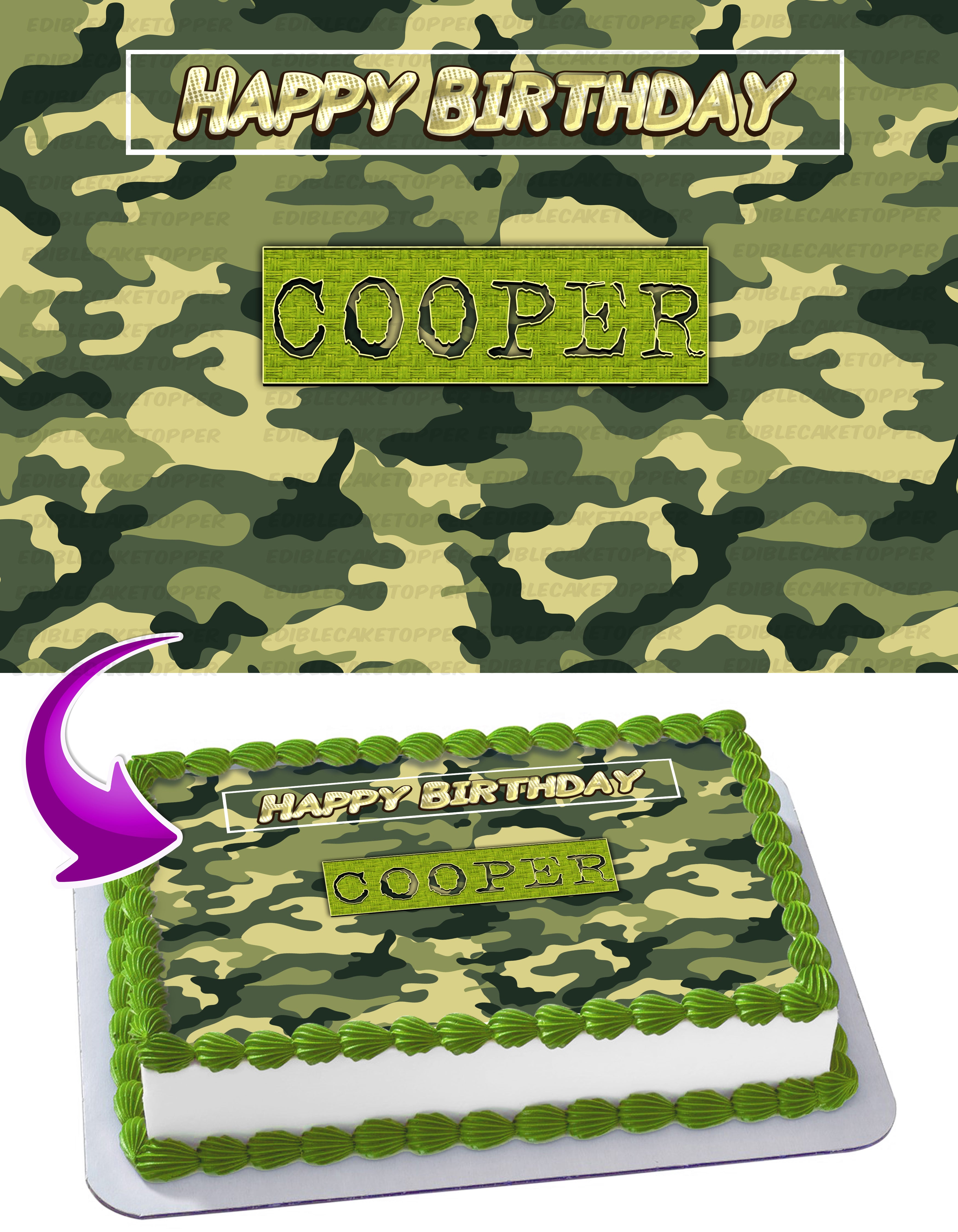 Camo Camouflage Military Edible Cake Topper