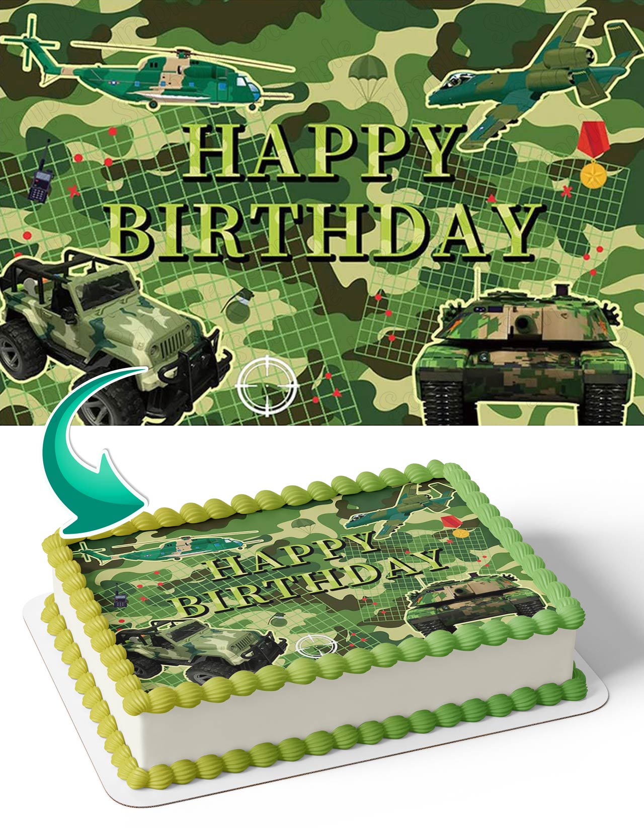 Camouflage Military Army Edible Cake Topper