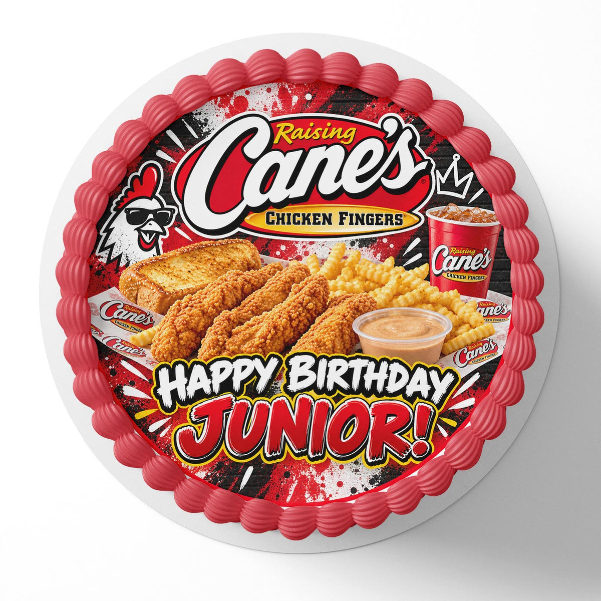 Raising Cane's Chicken Fingers Edible Cake Topper | Birthday Cake Decoration | Photo Cake Image | Custom Edible Cake Topper