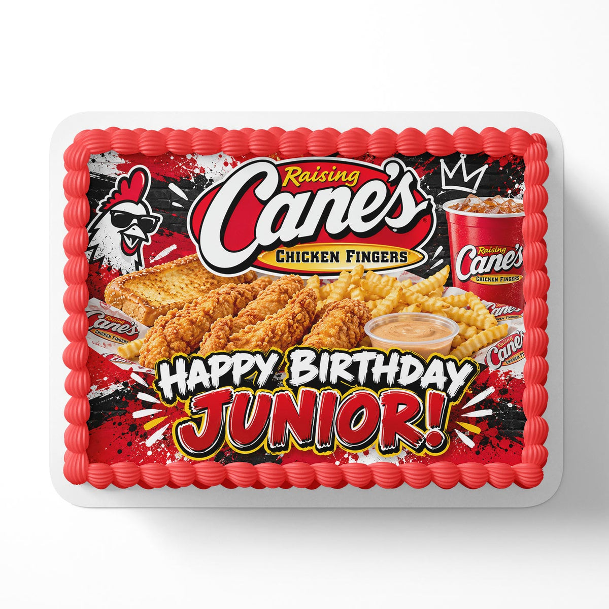Raising Cane's Chicken Fingers Edible Cake Topper | Birthday Cake Decoration | Photo Cake Image | Custom Edible Cake Topper