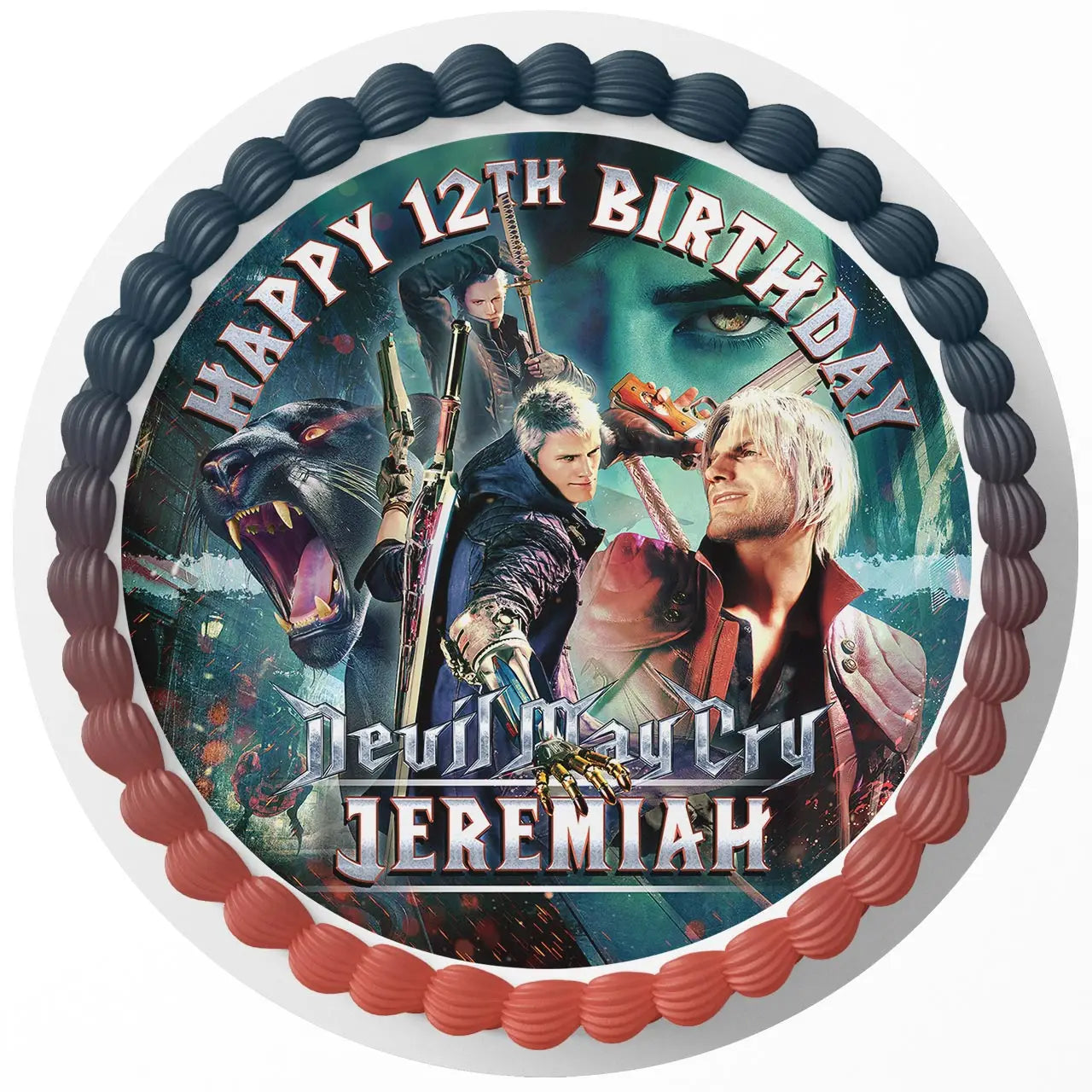Capcom Devil May Cry 5 Round – Icing Sheet Birthday - Personalized Edible Cake Topper | Custom Icing Sheet | Birthday Cake Decoration