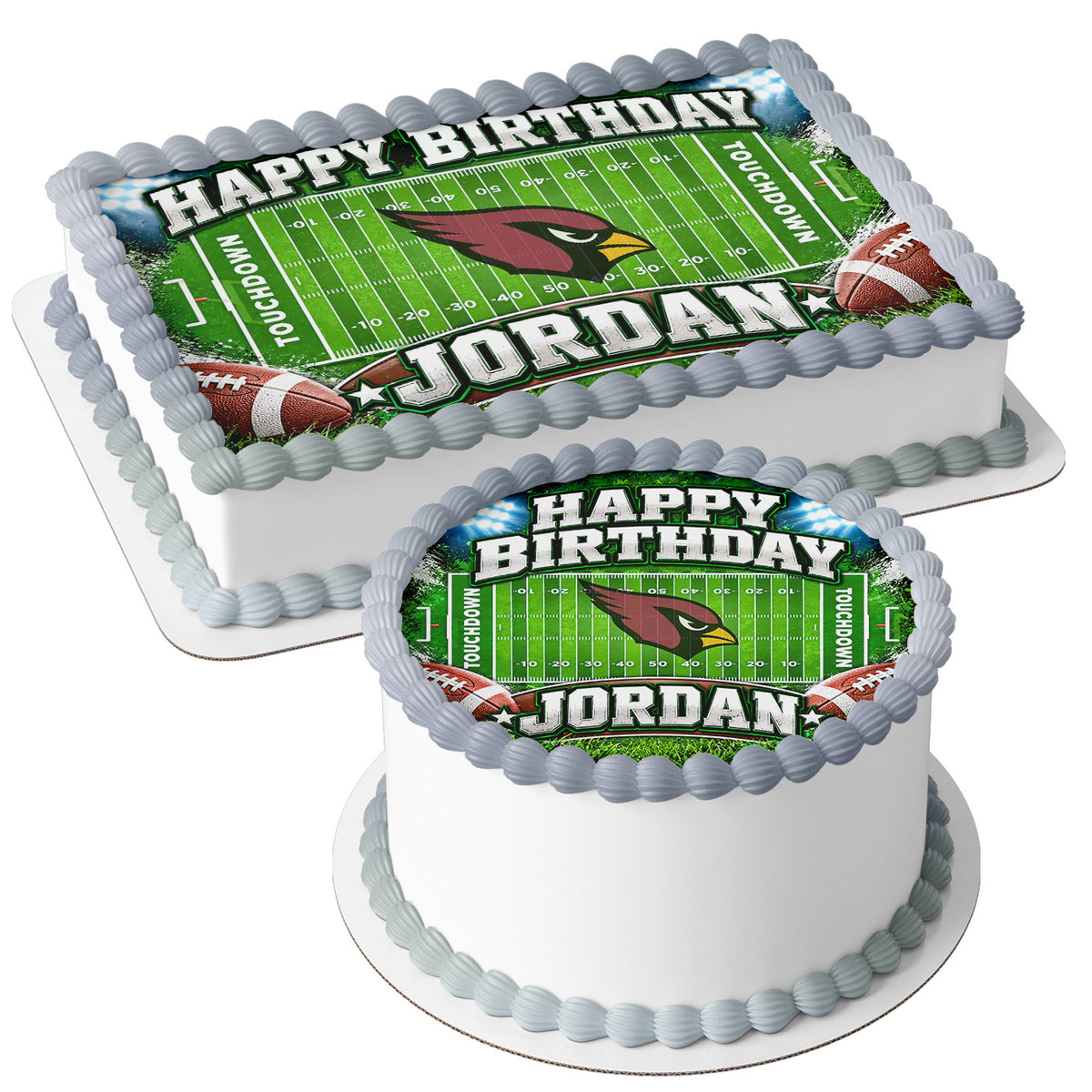 American Cardinals Touchdown Football Edible Cake Topper | Birthday Cake Decoration | Photo Cake Image | Custom Edible Cake Topper