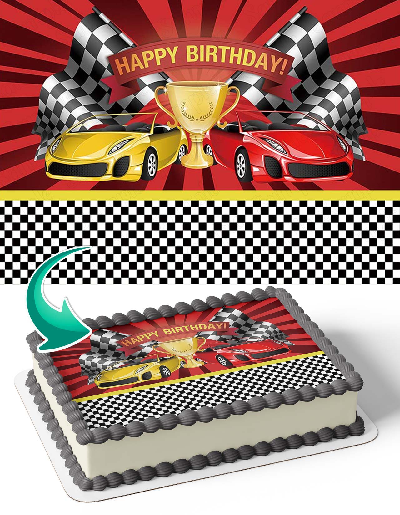 Cars Racing Speed Kids CR Edible Cake Topper