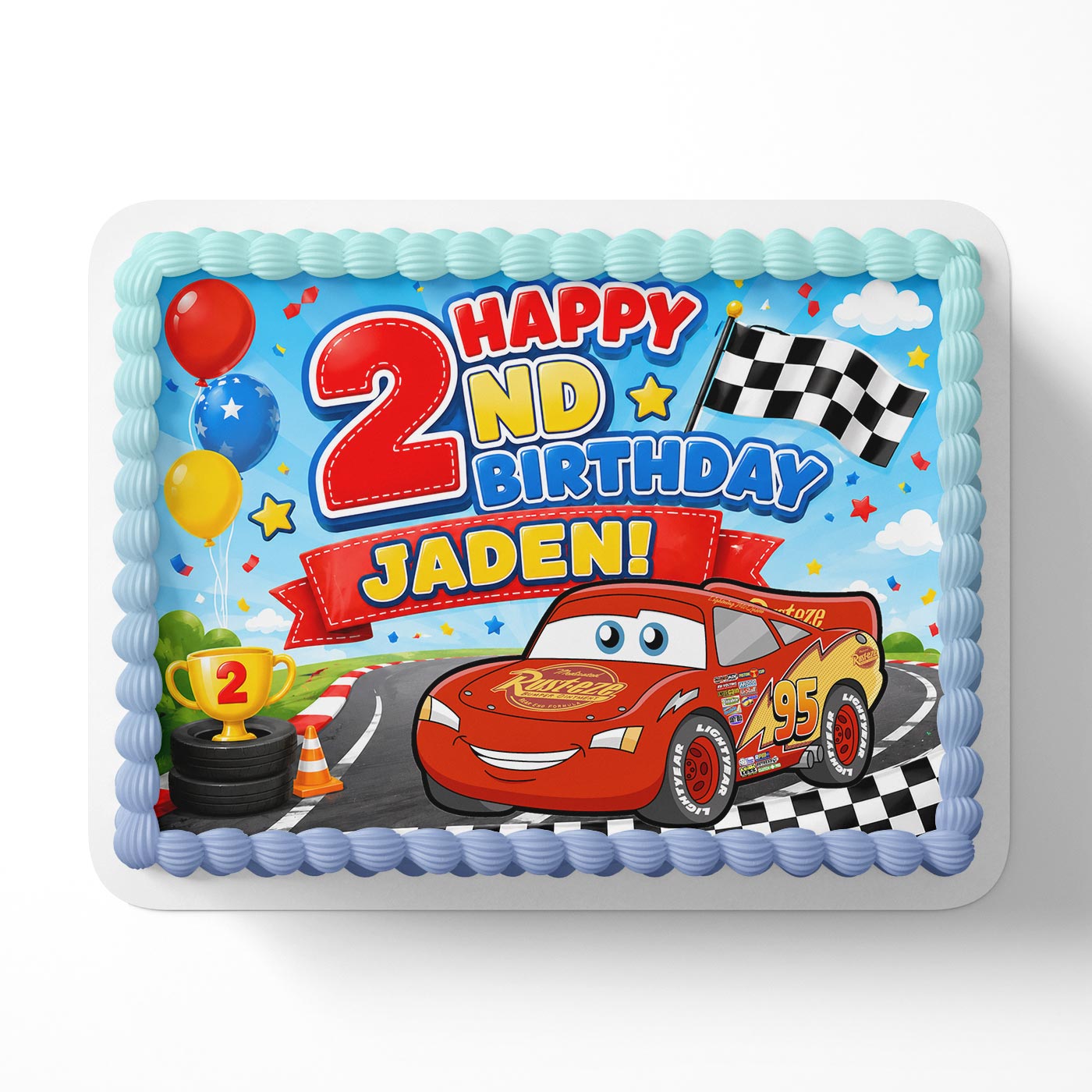 Lightning Cars Speed Racing Edible Cake Image - Edible Cake Topper | Birthday Cake Decoration | Photo Cake Image