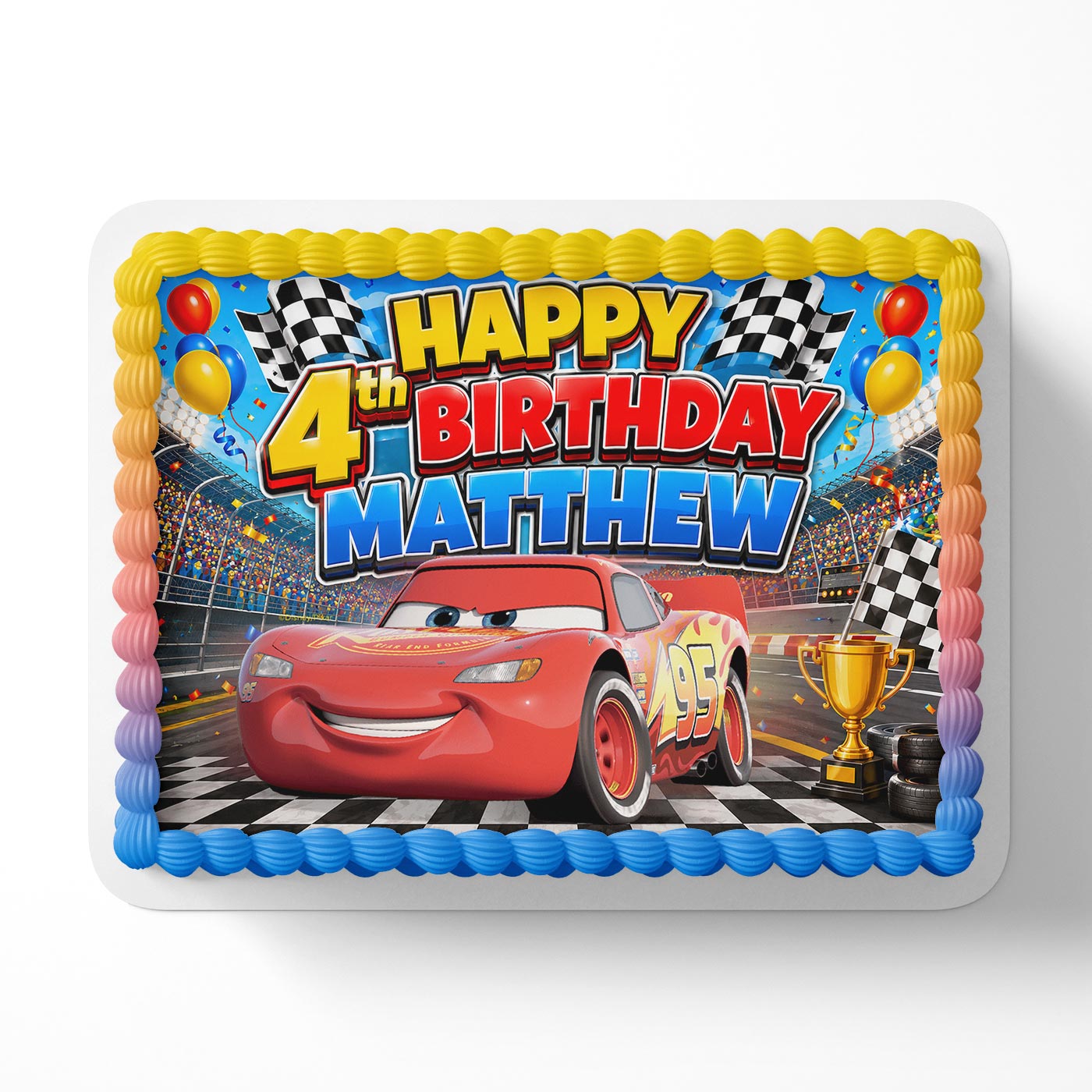 Cars Lightning McQueen - Edible Cake Topper | Birthday Cake Decoration | Photo Cake Image