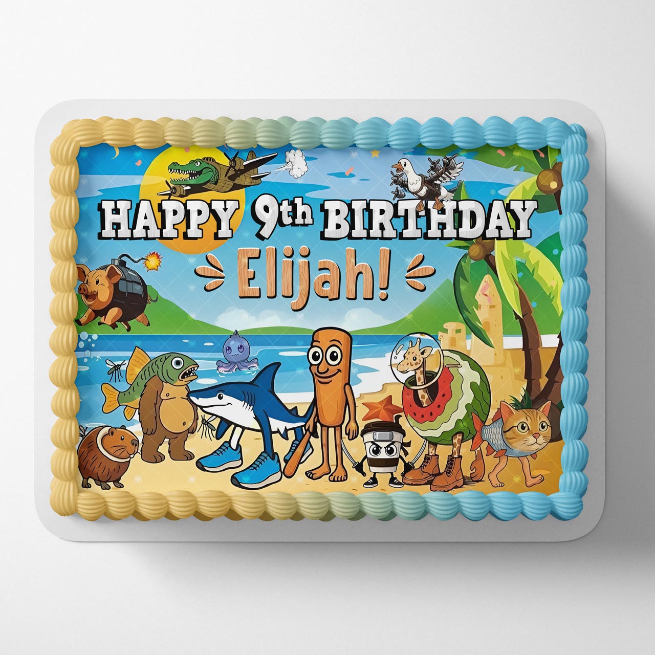 Cartoon Tralalero Tralala Tung Tung Sahur Tralalo Brainrot Edible Cake Topper