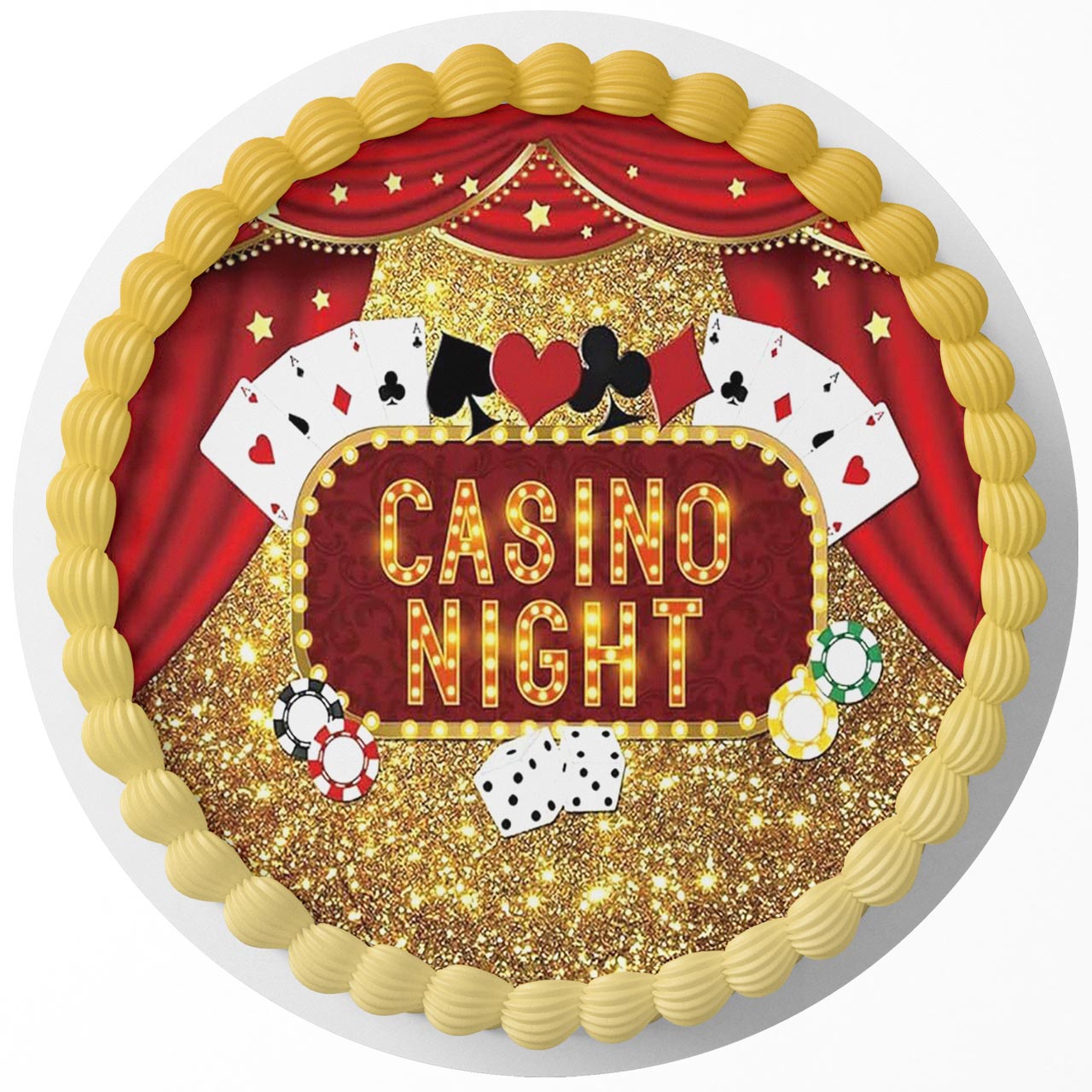 Casino Gambling Poker Round – Icing Sheet Birthday - Personalized Edible Cake Topper | Custom Icing Sheet | Birthday Cake Decoration