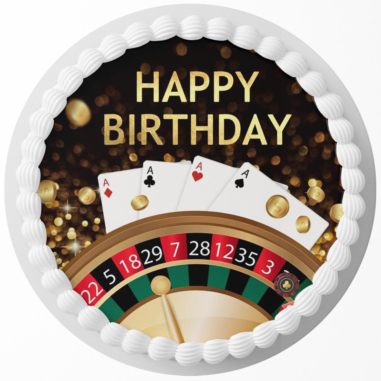 Casino Poker PK Round – Icing Sheet Birthday - Personalized Edible Cake Topper | Custom Icing Sheet | Birthday Cake Decoration | Photo Cake Image