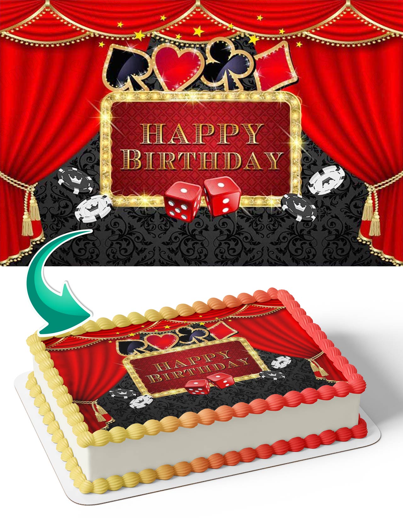 Casino Las Vegas Poker Edible Cake Topper