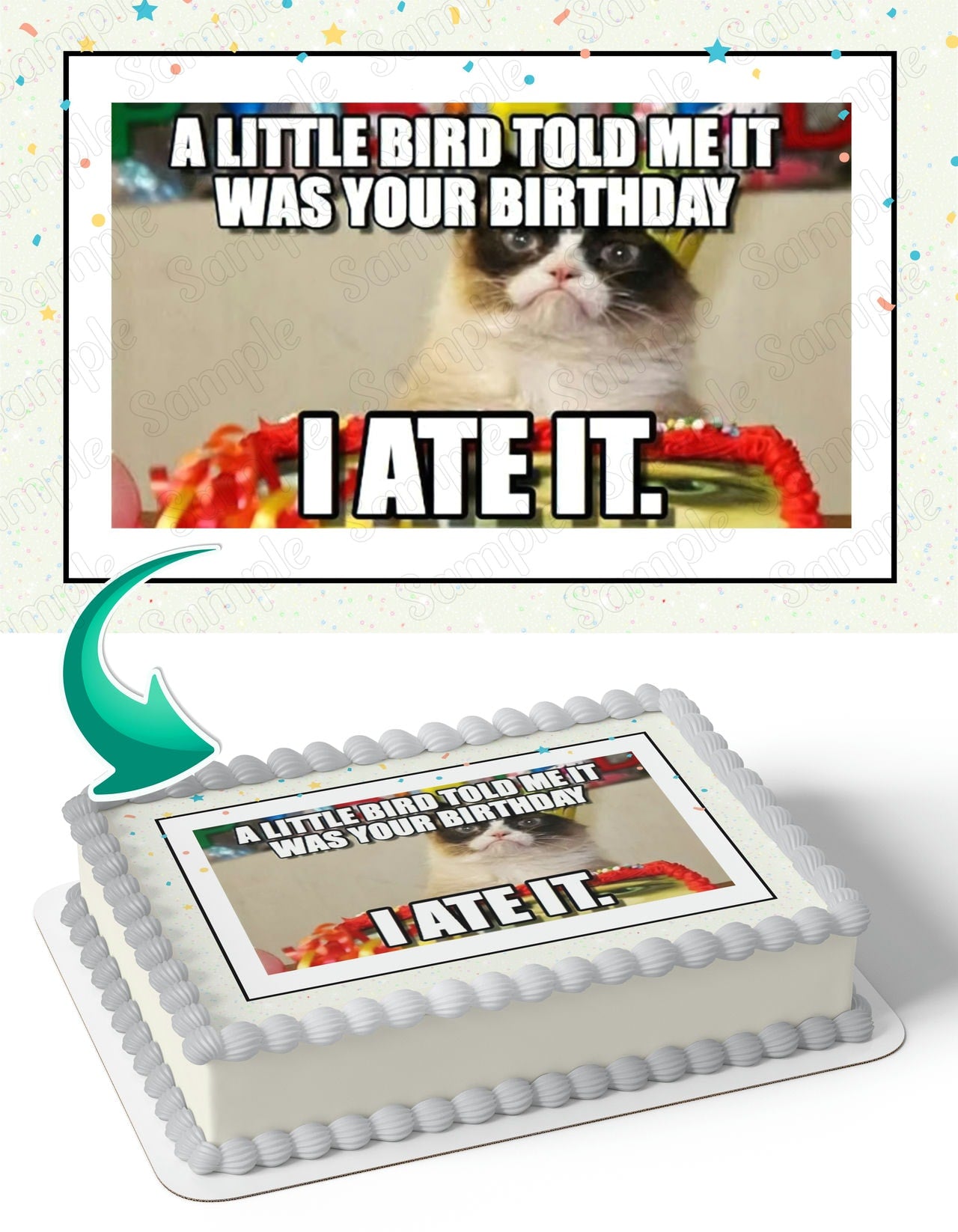 Cat King Meme Edible Cake Topper