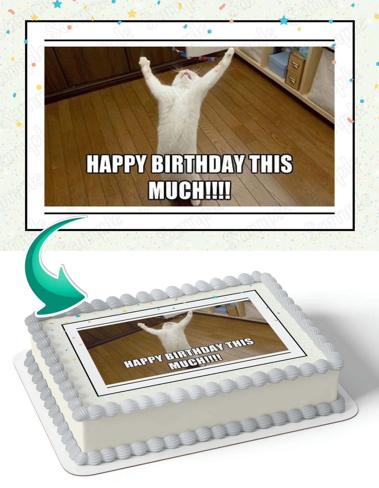 Cat Meme M2 Edible Cake Topper