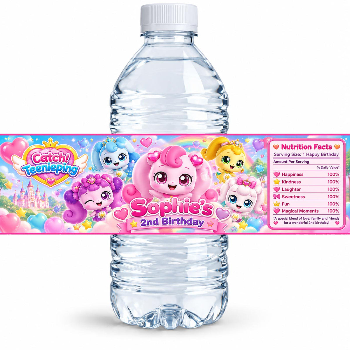 Custom Catch! Teenieping Water Bottle Label Sticker Birthday Decor Self Stick Wrapper