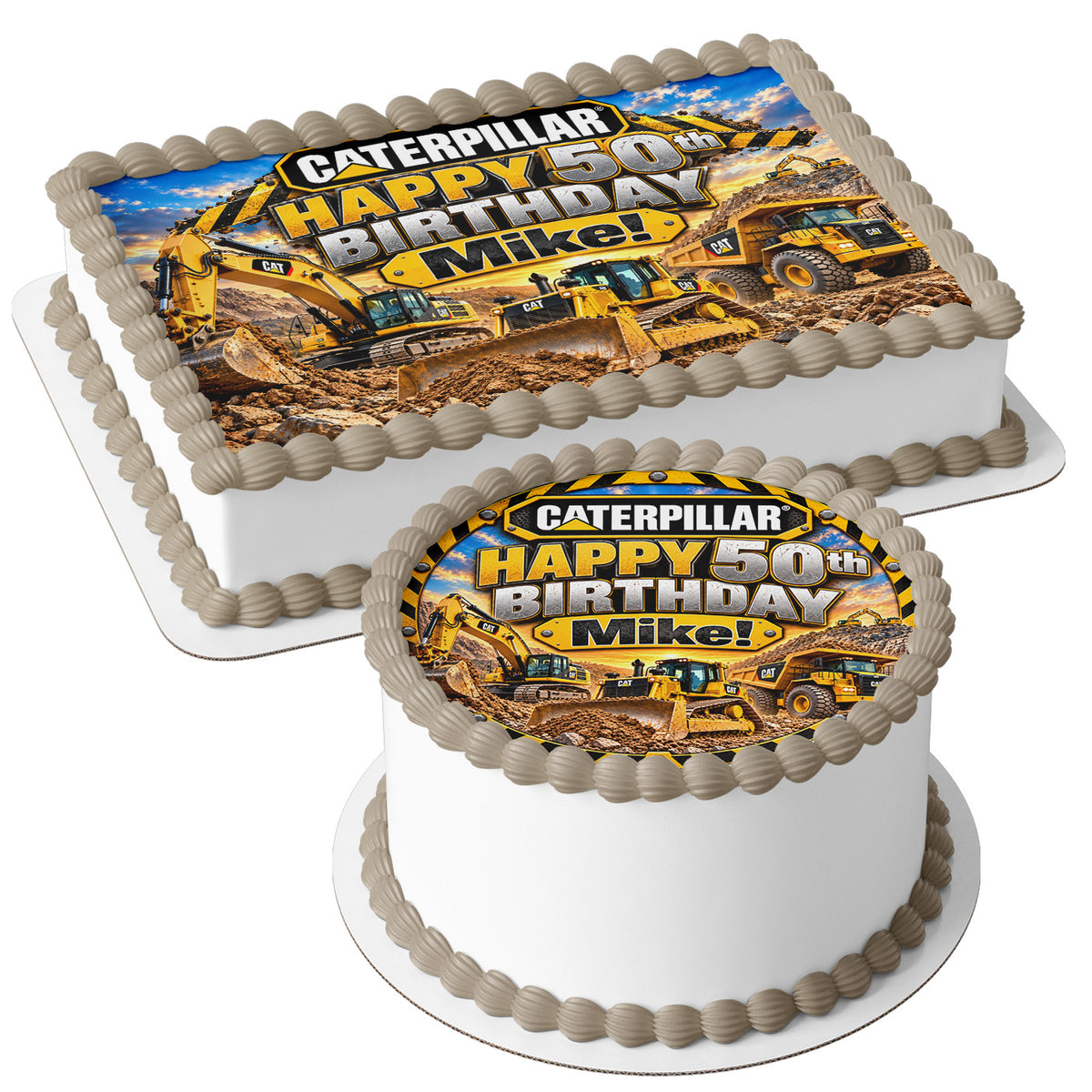 Caterpillar Constructions Edible Cake Topper | Harry Birthday Cake Decoration | Photo Cake Image | Custom Edible Cake Topper