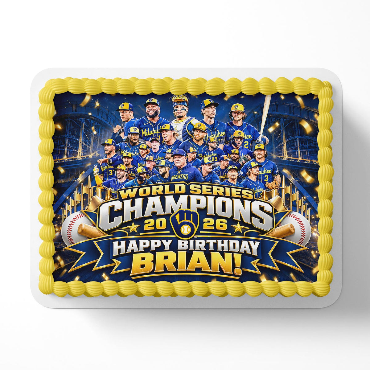 World Series Champions Brewers 2026 Edible Cake Topper | Birthday Cake Decoration | Photo Cake Image | Custom Edible Cake Topper