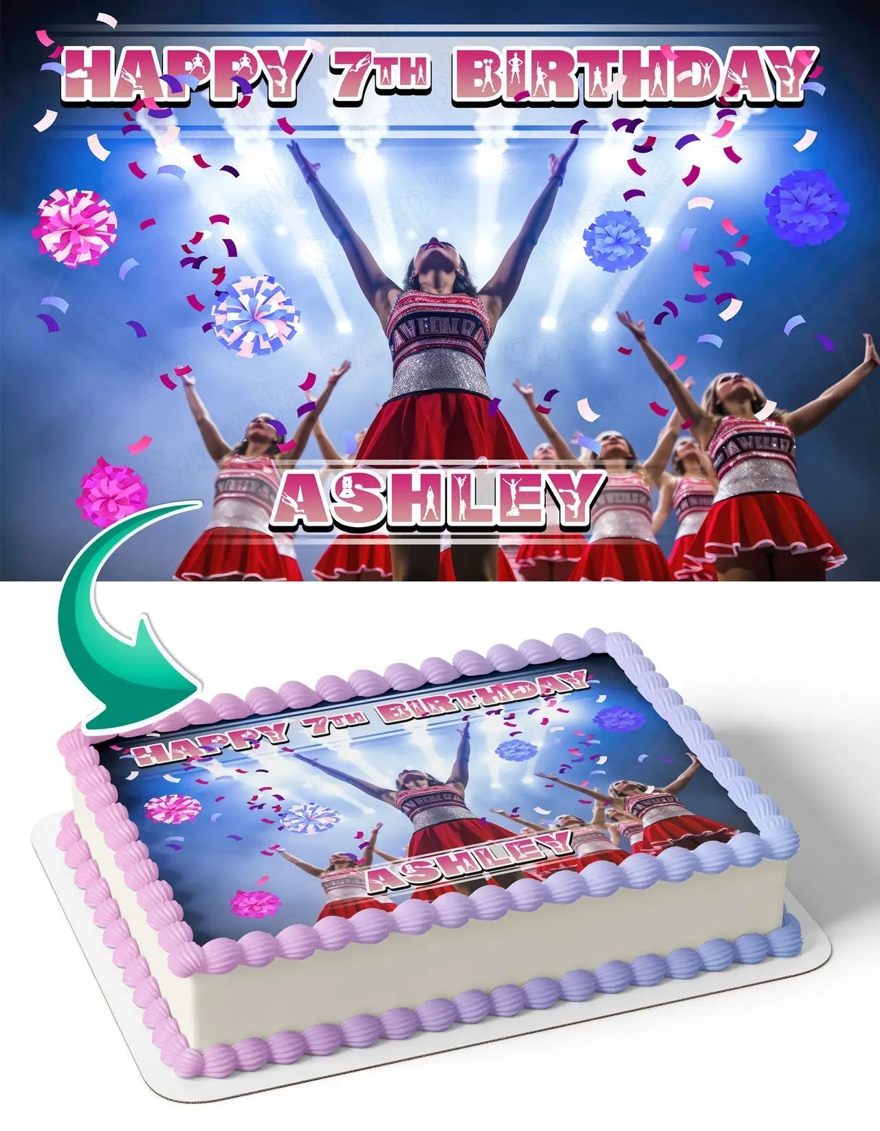Cheerleadin Cheerleader Girls Cheer Edible Cake Topper