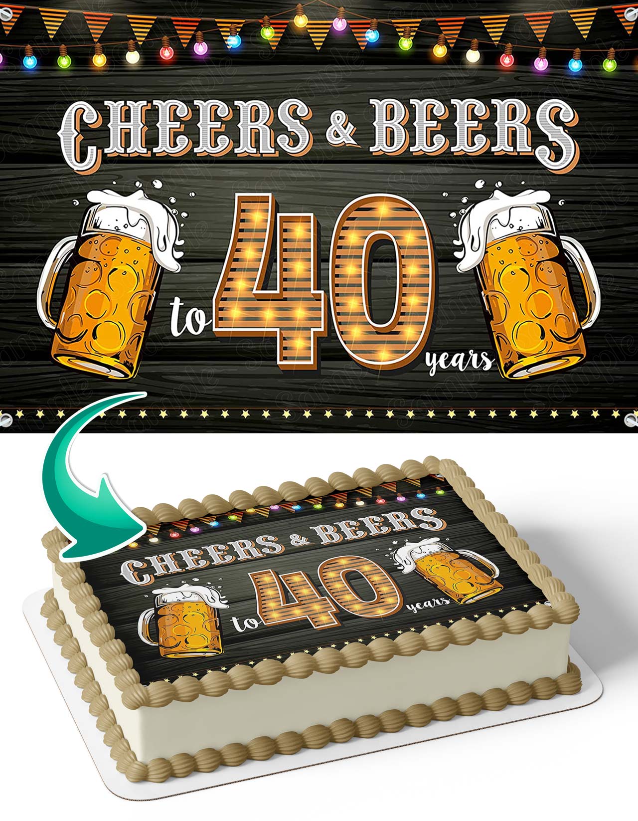Cheers and Beers Edible Cake Topper