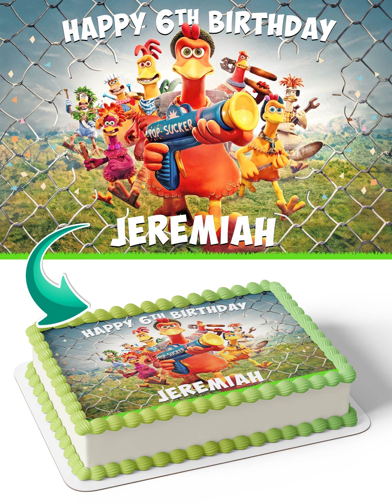 Chicken Run Dawn Of The Nugget Themed Edible Cake Topper