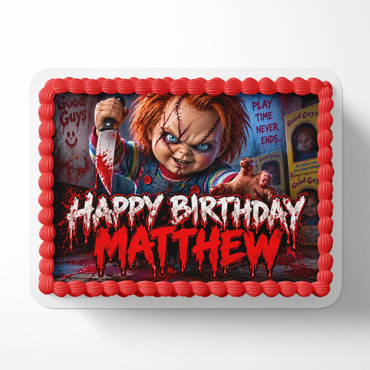 Childs Play Chucky Edible Cake Topper | Birthday Cake Decoration | Photo Cake Image | Custom Edible Cake Topper