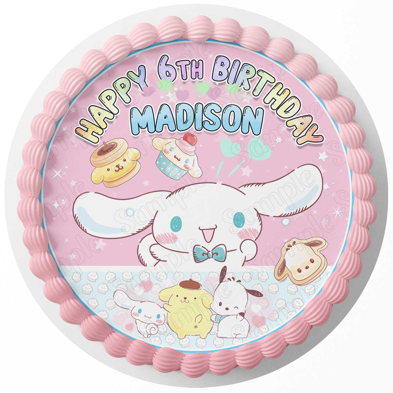 Cinnamoroll by Sanrio Hello Kitty Circle Round – Icing Sheet Bir - Personalized Edible Cake Topper | Custom Icing Sheet | Birthday Cake Decoration