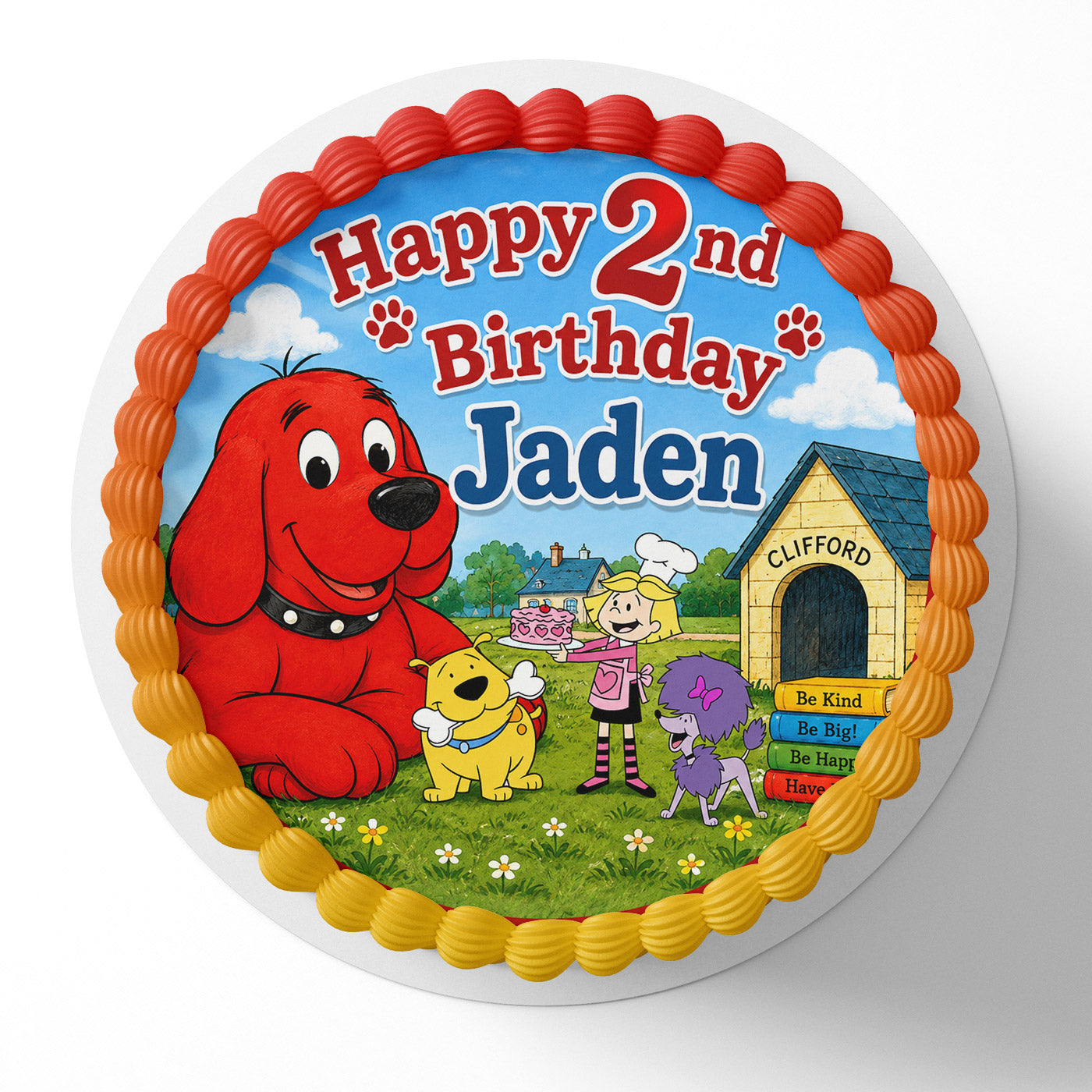 Clifford The Big Red T-Bone Cleo Emily Edible Cake Topper | Birthday Cake Decoration | Photo Cake Image