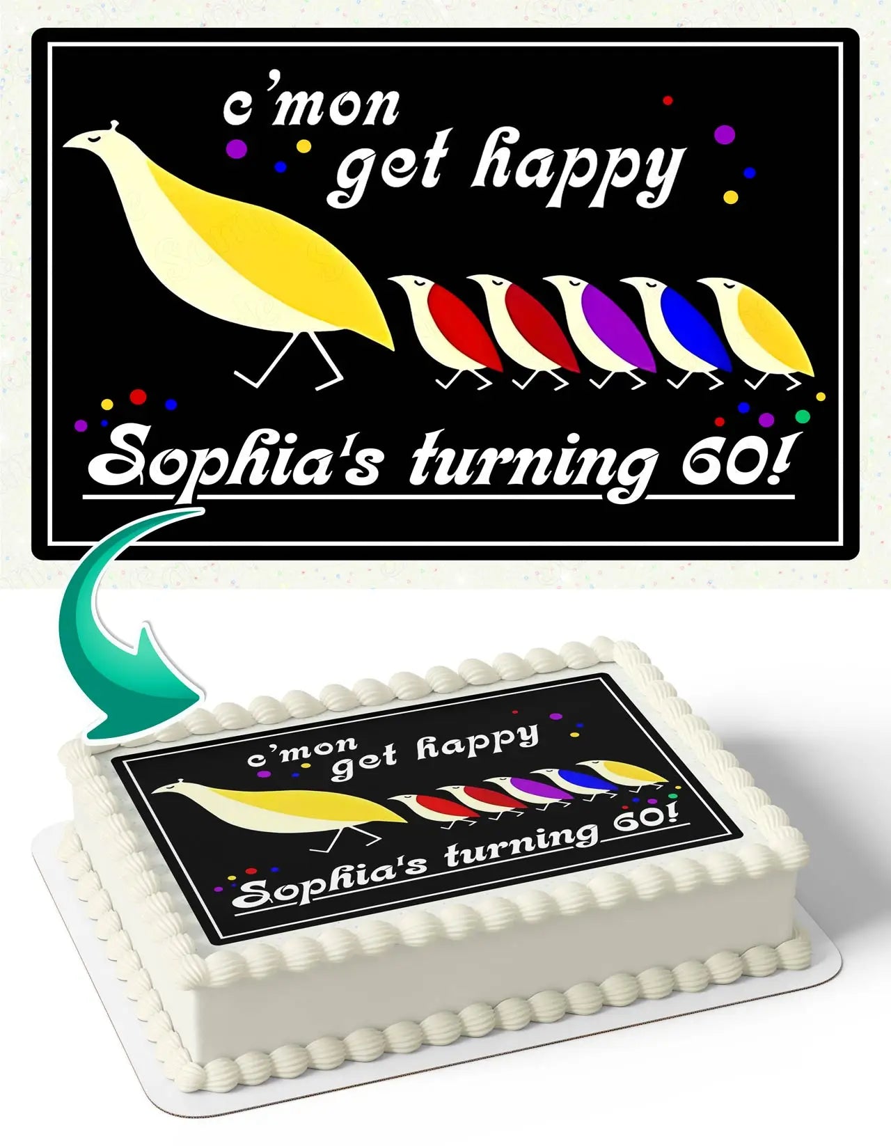 Cmon Get Happy Partridge Family Edible Cake Topper