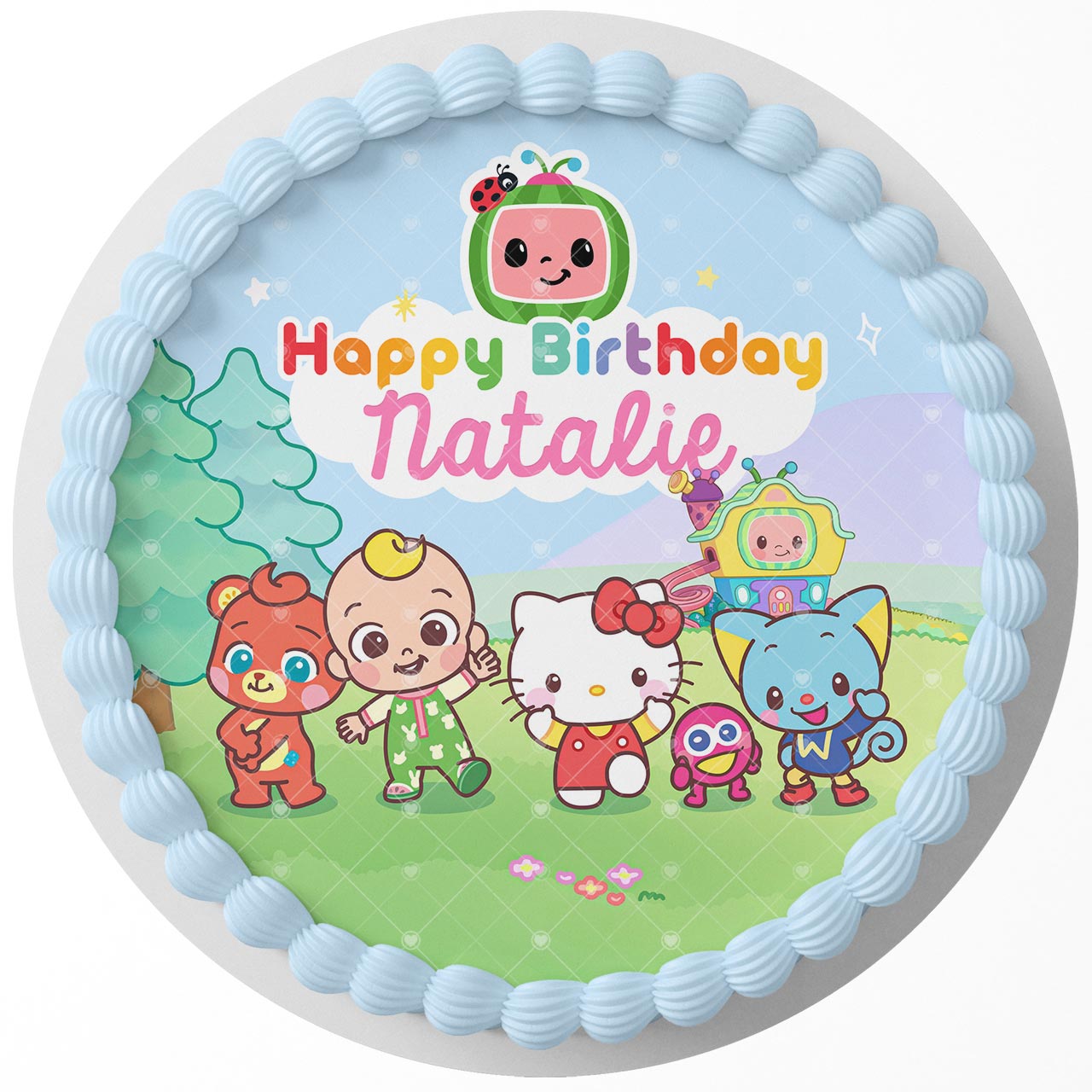 Cocomelon With Sanrio Friends Round – Icing Sheet Birthday - Personalized Edible Cake Topper | Custom Icing Sheet | Birthday Cake Decoration