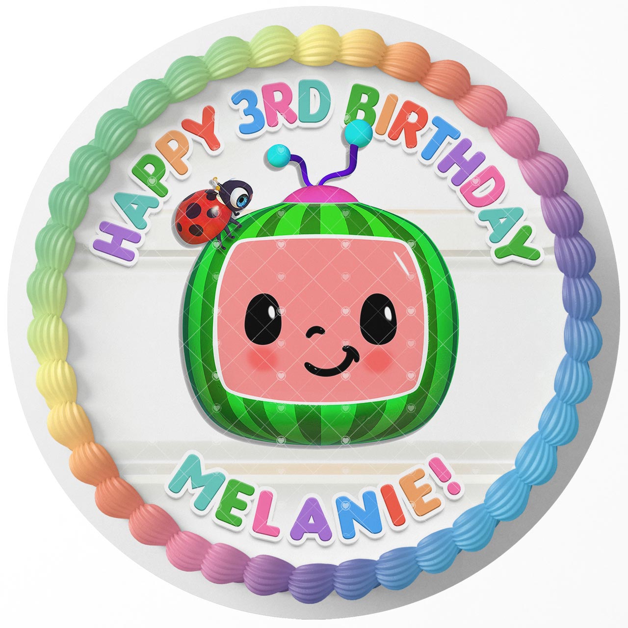 Coco Kids Watermelon CCW Round – Icing Sheet Birthday - Personalized Edible Cake Topper | Custom Icing Sheet | Birthday Cake Decoration