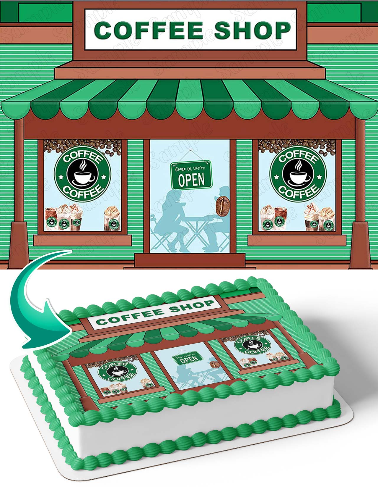 coffee shop Edible Cake Topper