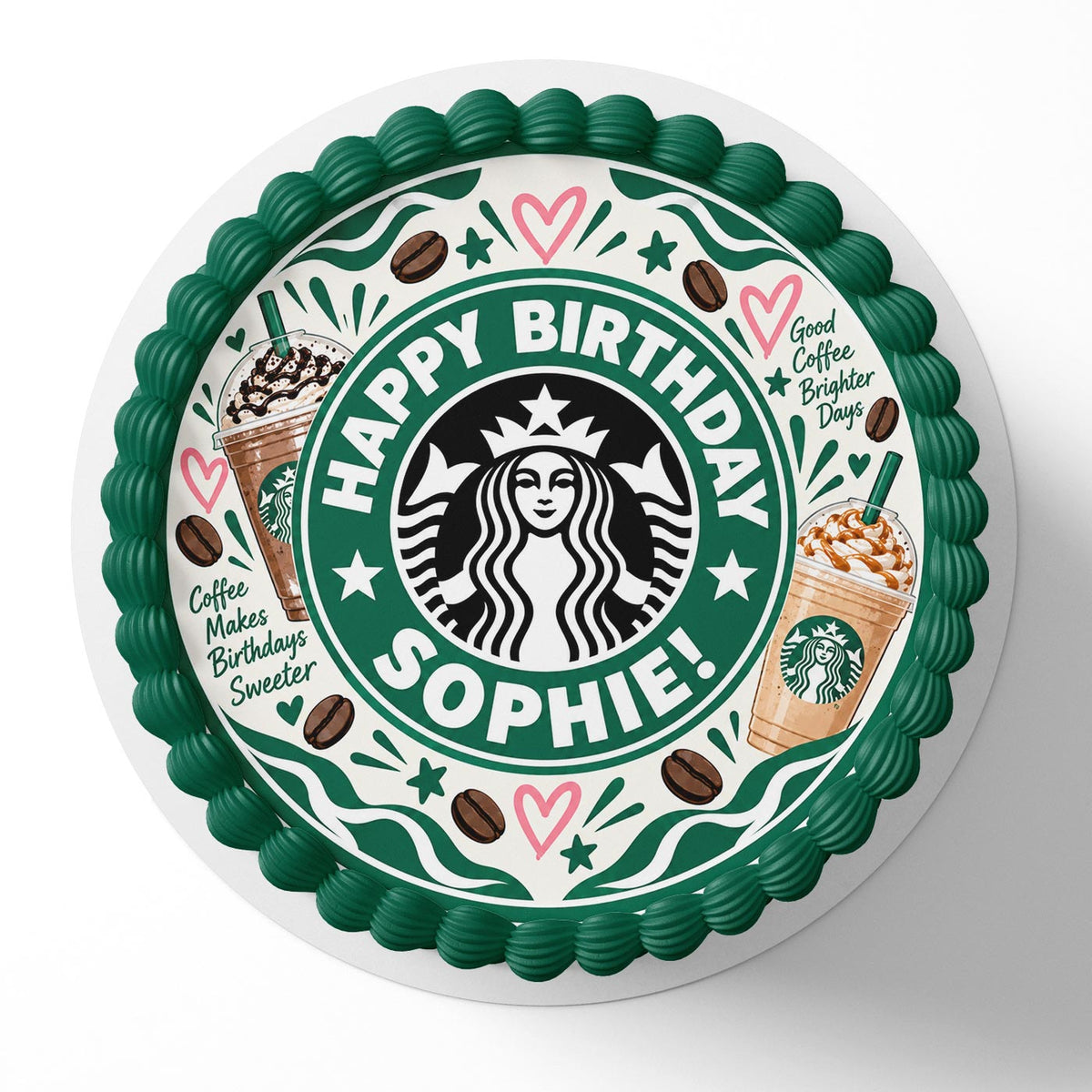 Coffee Shop Fans Birthday Cake Topper – Happy Birthday Edible Cake Image – Personalized Icing Sheet for Cakes