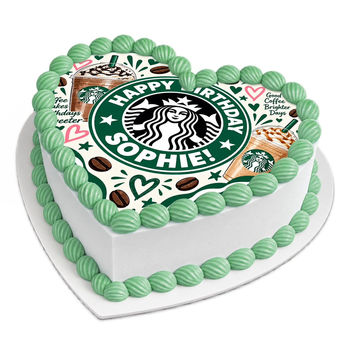 Coffee Shop Fans Birthday Cake Topper – Happy Birthday Edible Cake Image – Personalized Icing Sheet for Cakes