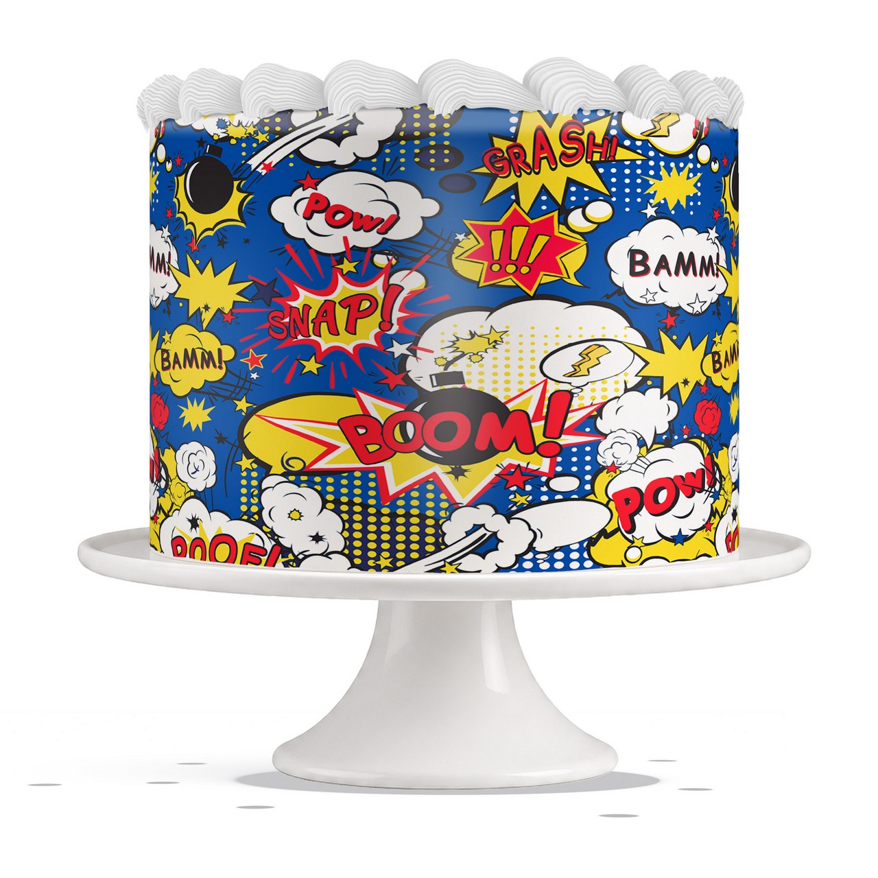 Comic Book Explosion edible cake wrap strip icing sheet